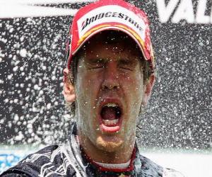 Puzzle Sebastian Vettel γιορτάζει τη νίκη του στη Βαλένθια Ευρώπη Grand Prix (2010)